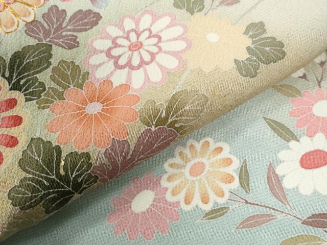 平和屋着物●訪問着　駒刺繍　籬草花文　暈し染め　金彩　正絹　逸品　CABI2244yc