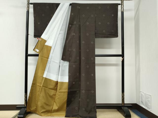 平和屋着物●上質な紬・長襦袢セット　丸文　やまと誂製　たとう紙・箱付き　正絹　逸品　未使用　CABI2247yc