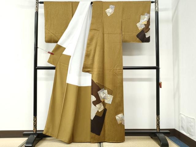 平和屋着物●訪問着　色紙重ね吉祥草花文　金彩　正絹　逸品　未使用　CABI2248yc