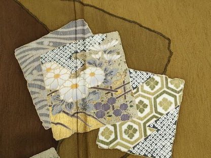 平和屋着物●訪問着　色紙重ね吉祥草花文　金彩　正絹　逸品　未使用　CABI2248yc