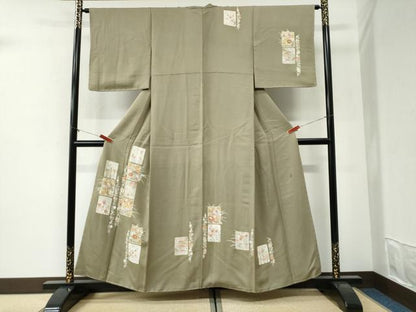 平和屋着物●訪問着　作家物　駒刺繍　色紙草花文　金彩　正絹　逸品　未使用　CABI2250yc