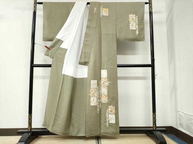平和屋着物●訪問着　作家物　駒刺繍　色紙草花文　金彩　正絹　逸品　未使用　CABI2250yc