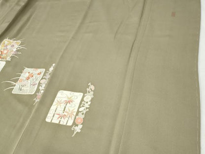 平和屋着物●訪問着　作家物　駒刺繍　色紙草花文　金彩　正絹　逸品　未使用　CABI2250yc
