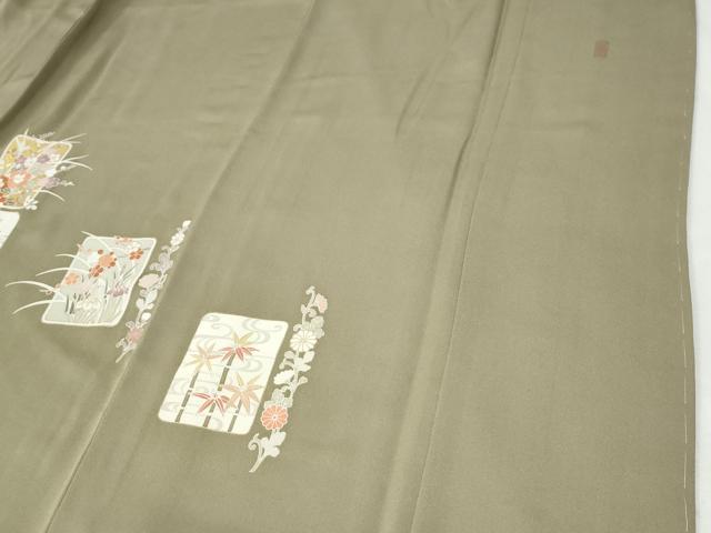 平和屋着物●訪問着　作家物　駒刺繍　色紙草花文　金彩　正絹　逸品　未使用　CABI2250yc