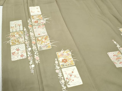 平和屋着物●訪問着　作家物　駒刺繍　色紙草花文　金彩　正絹　逸品　未使用　CABI2250yc