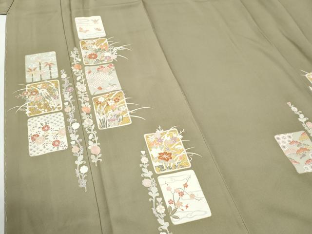平和屋着物●訪問着　作家物　駒刺繍　色紙草花文　金彩　正絹　逸品　未使用　CABI2250yc
