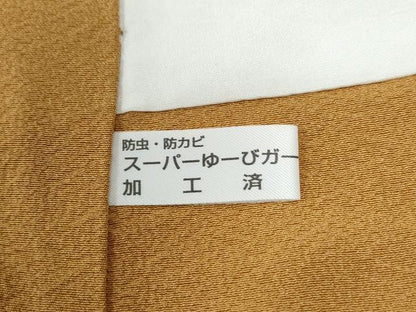 平和屋着物●上質な色無地　小麦色　正絹　逸品　CABI2251yc