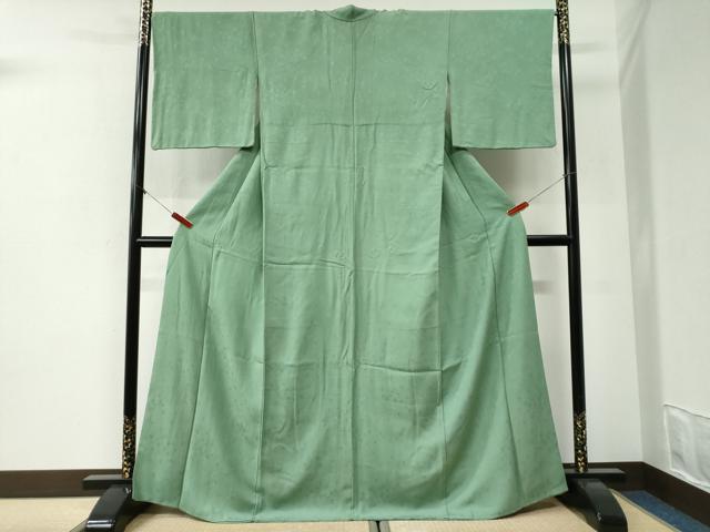 平和屋着物●上質な色無地　舞花地紋　柳染色　正絹　逸品　CABI2252yc