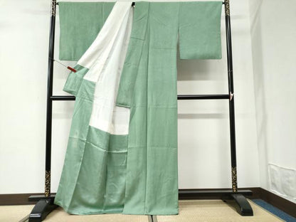 平和屋着物●上質な色無地　舞花地紋　柳染色　正絹　逸品　CABI2252yc