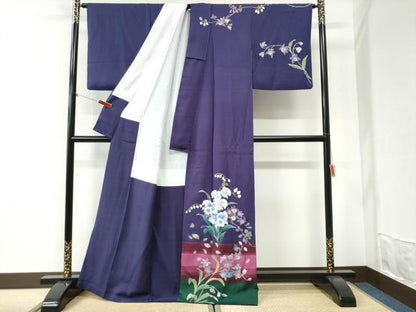 平和屋着物●訪問着　螺鈿　胡蝶蘭　草花文　金彩　正絹　逸品　CABI2253yc