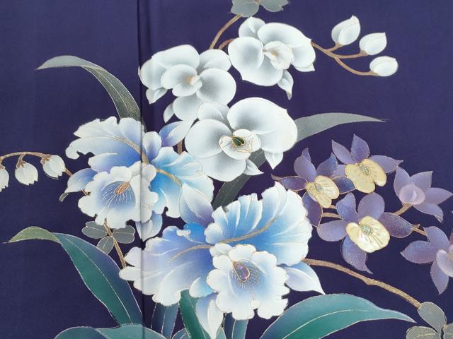 平和屋着物●訪問着　螺鈿　胡蝶蘭　草花文　金彩　正絹　逸品　CABI2253yc