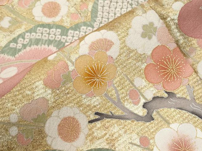 平和屋着物●訪問着　駒刺繍　雲取り枝花文　暈し染め　金彩　正絹　逸品　CABI2254yc
