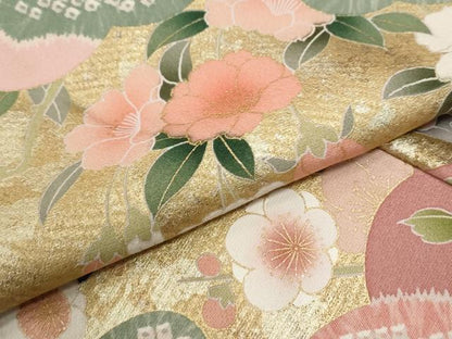 平和屋着物●訪問着　駒刺繍　雲取り枝花文　暈し染め　金彩　正絹　逸品　CABI2254yc