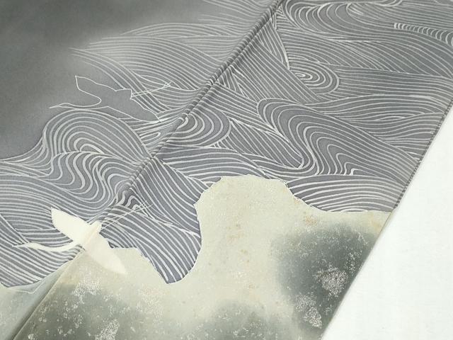 平和屋着物●友禅作家の巨匠　浅井青仁　色留袖　流水飛鶴文　暈し染め　金銀彩　正絹　逸品　CABI2260yc