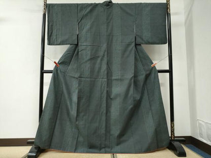平和屋着物●本場結城紬　重要無形文化財　100亀甲　飛び亀甲柄　草花間道　正絹　逸品　CABI2262yc