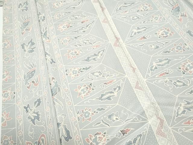 平和屋着物●上質な小紋　切嵌更紗花唐草文　ロング丈　正絹　逸品　CABI2263yc