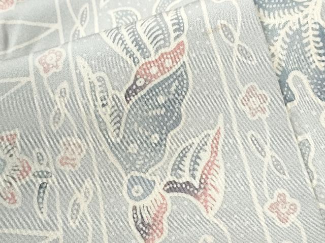 平和屋着物●上質な小紋　切嵌更紗花唐草文　ロング丈　正絹　逸品　CABI2263yc