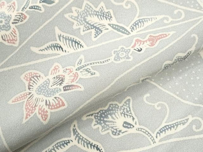 平和屋着物●上質な小紋　切嵌更紗花唐草文　ロング丈　正絹　逸品　CABI2263yc
