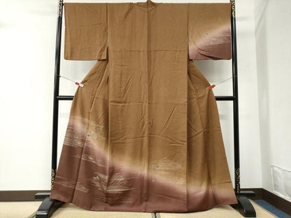 平和屋着物●訪問着　舟笹文　暈し染め　金彩　正絹　逸品　CABI2265yc