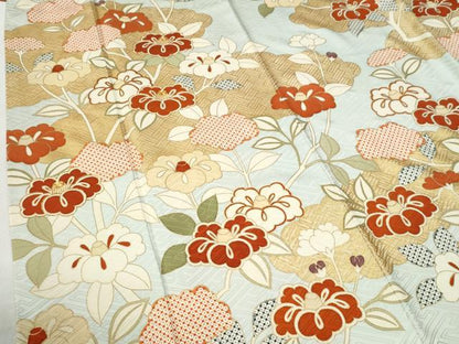 平和屋着物●銀座きしや　振袖　駒刺繍　雲取り枝花文　金彩　正絹　逸品　CABI2268yc