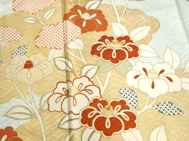 平和屋着物●銀座きしや　振袖　駒刺繍　雲取り枝花文　金彩　正絹　逸品　CABI2268yc