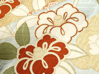 平和屋着物●銀座きしや　振袖　駒刺繍　雲取り枝花文　金彩　正絹　逸品　CABI2268yc
