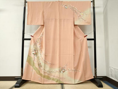 平和屋着物●訪問着　草花文　暈し染め　金彩　正絹　逸品　CABI2272yc