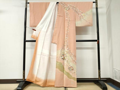 平和屋着物●訪問着　草花文　暈し染め　金彩　正絹　逸品　CABI2272yc