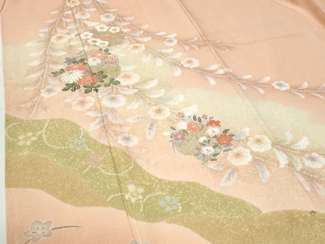 平和屋着物●訪問着　草花文　暈し染め　金彩　正絹　逸品　CABI2272yc