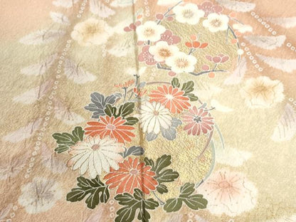 平和屋着物●訪問着　草花文　暈し染め　金彩　正絹　逸品　CABI2272yc
