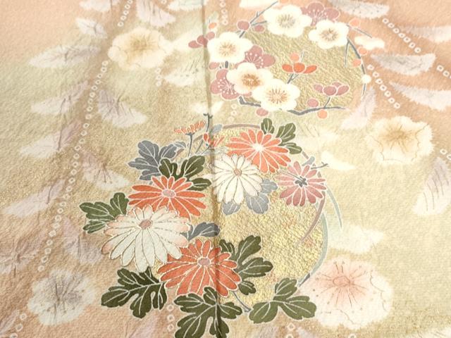平和屋着物●訪問着　草花文　暈し染め　金彩　正絹　逸品　CABI2272yc