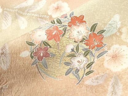 平和屋着物●訪問着　草花文　暈し染め　金彩　正絹　逸品　CABI2272yc