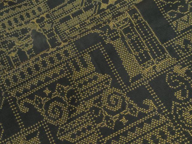 平和屋着物●本場大島紬　7マルキ　色紙重ね西洋風景文　正絹　逸品　CABI2273yc
