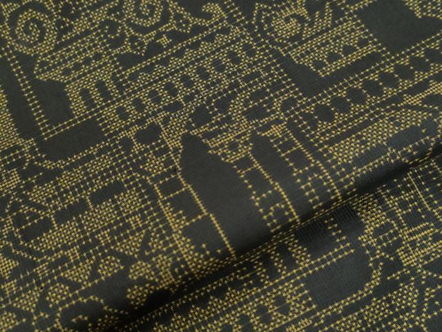 平和屋着物●本場大島紬　7マルキ　色紙重ね西洋風景文　正絹　逸品　CABI2273yc
