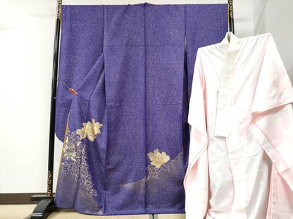 平和屋着物●豪華振袖・長襦袢セット　十二単　牡丹　銀通し地　正絹　逸品　CABI2276yc