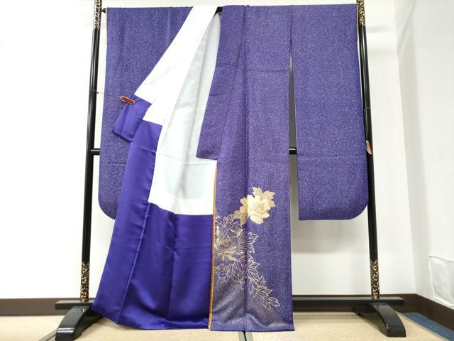 平和屋着物●豪華振袖・長襦袢セット　十二単　牡丹　銀通し地　正絹　逸品　CABI2276yc