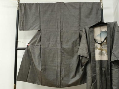 平和屋着物●男性　本場大島紬　アンサンブル　100亀甲　総詰め　羽裏：一富士二鷹三茄子　正絹　逸品　CABI2277yc