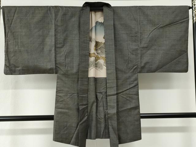 平和屋着物●男性　本場大島紬　アンサンブル　100亀甲　総詰め　羽裏：一富士二鷹三茄子　正絹　逸品　CABI2277yc