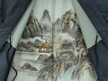 平和屋着物▼男性　本場大島紬　アンサンブル　格子　正絹　逸品　CABI2279yc