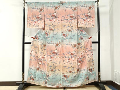 平和屋着物●訪問着　鳳凰花松文　暈し染め　金彩　正絹　逸品　未使用　CABI2282yc