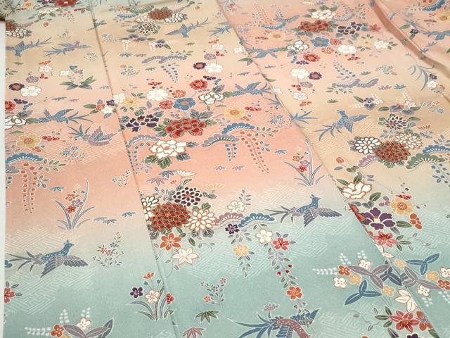 平和屋着物●訪問着　鳳凰花松文　暈し染め　金彩　正絹　逸品　未使用　CABI2282yc
