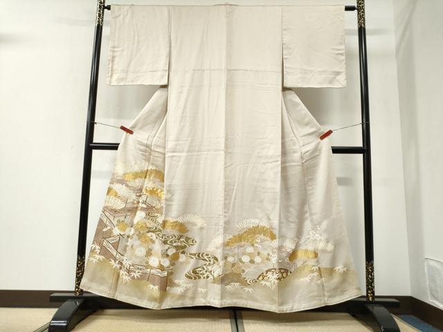 平和屋着物●豪華色留袖　駒刺繍　浜松風景花文　金彩　正絹　逸品　未使用　CABI2283yc