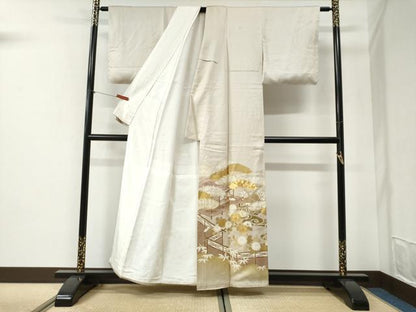 平和屋着物●豪華色留袖　駒刺繍　浜松風景花文　金彩　正絹　逸品　未使用　CABI2283yc