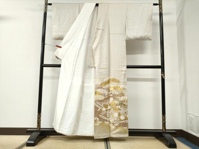 平和屋着物●豪華色留袖　駒刺繍　浜松風景花文　金彩　正絹　逸品　未使用　CABI2283yc