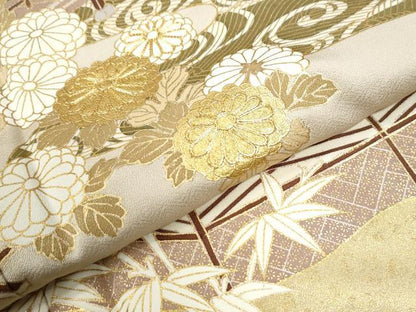 平和屋着物●豪華色留袖　駒刺繍　浜松風景花文　金彩　正絹　逸品　未使用　CABI2283yc