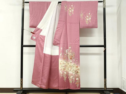 平和屋着物●中国三大刺繍　スワトウ刺繍　訪問着　熨斗草花文　暈し染め　金彩　やまと誂製　正絹　逸品　CABI2286yc