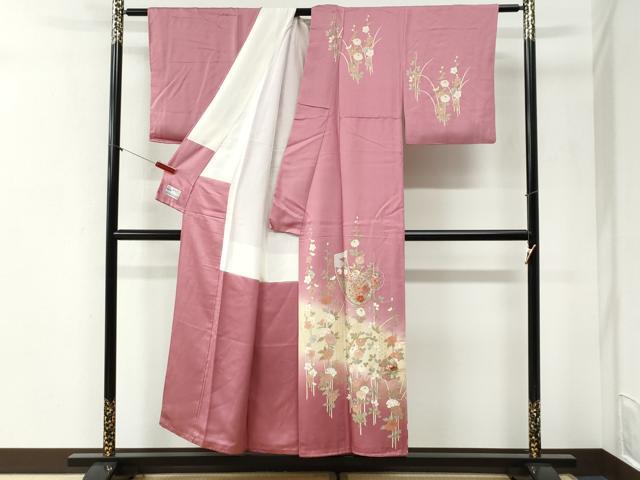 平和屋着物●中国三大刺繍　スワトウ刺繍　訪問着　熨斗草花文　暈し染め　金彩　やまと誂製　正絹　逸品　CABI2286yc
