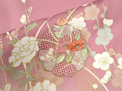 平和屋着物●中国三大刺繍　スワトウ刺繍　訪問着　熨斗草花文　暈し染め　金彩　やまと誂製　正絹　逸品　CABI2286yc