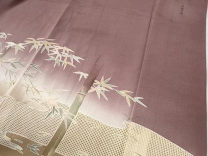 平和屋着物●中国三大刺繍　蘇州刺繍　スワトウ刺繍　総刺繍　色留袖　笹竹尾長鳥筍文　暈し染め　正絹　逸品　CABI2289yc