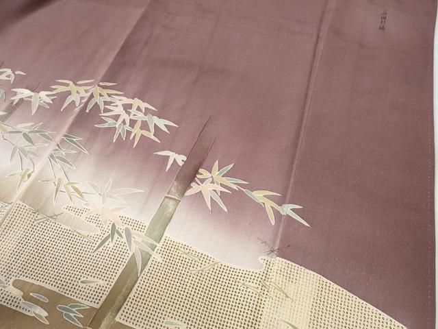 平和屋着物●中国三大刺繍　蘇州刺繍　スワトウ刺繍　総刺繍　色留袖　笹竹尾長鳥筍文　暈し染め　正絹　逸品　CABI2289yc